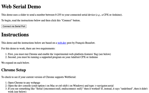 Simple Web Serial I/O Demo preview