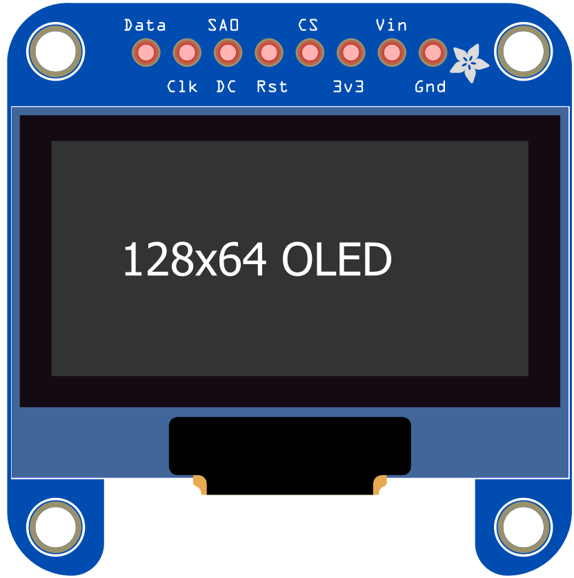Adafruit monochrome 128x64 OLED display