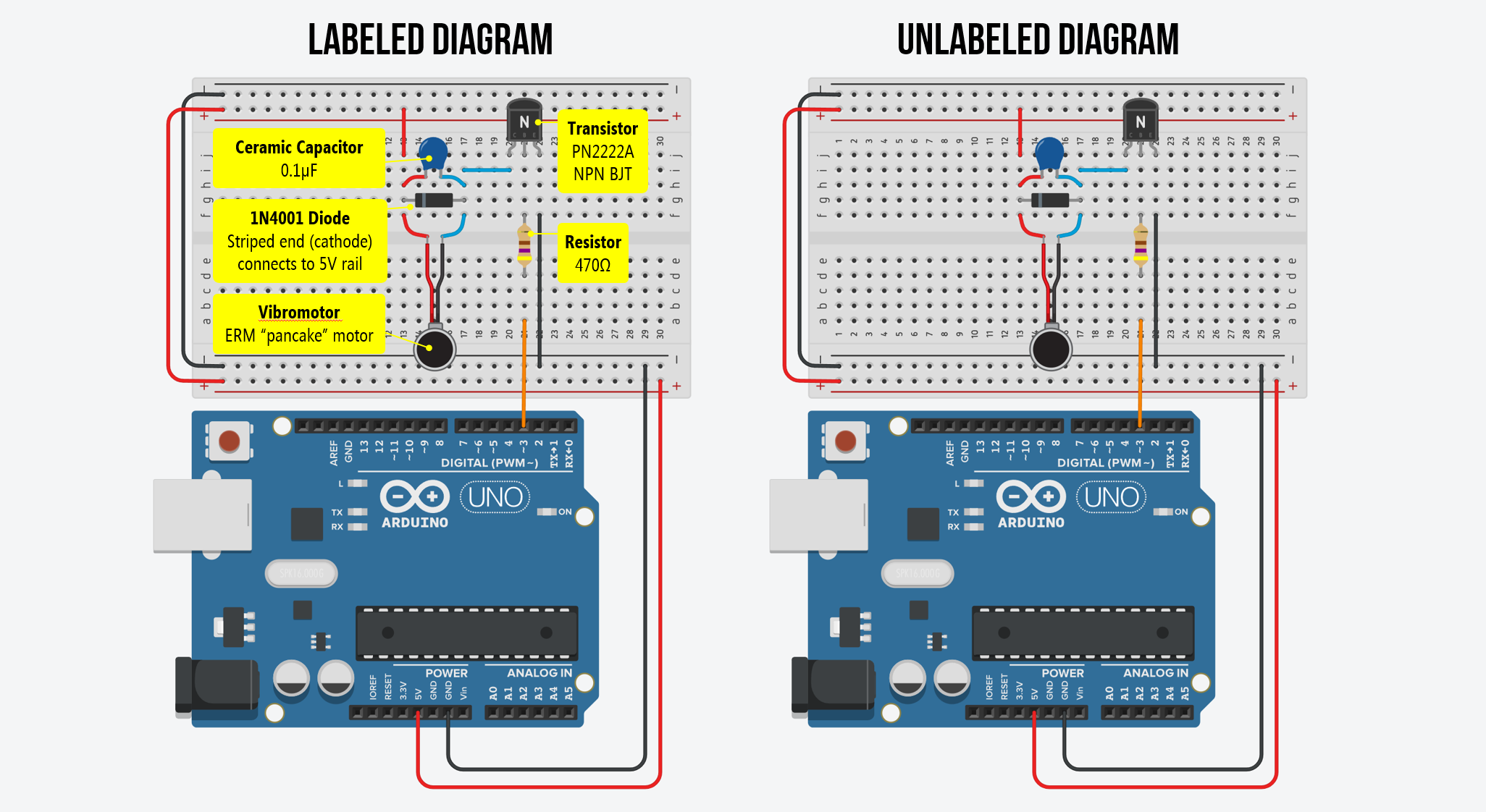 The wiring diagram for the vibromotor