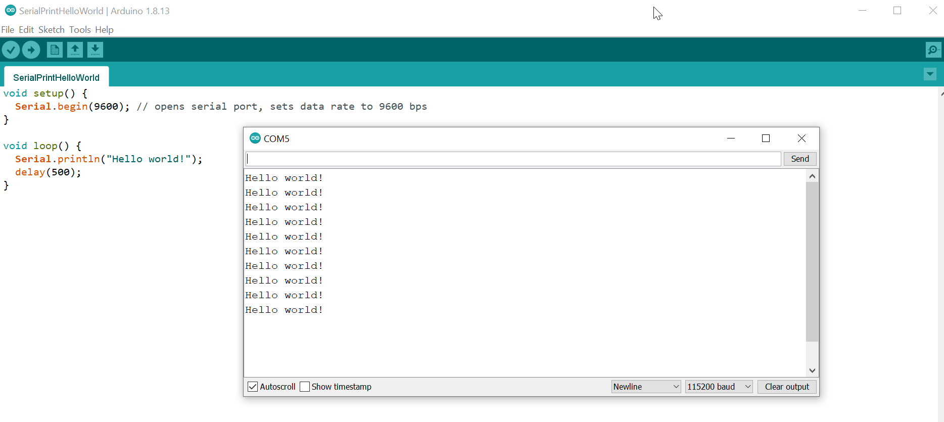 serial print arduino string and variable