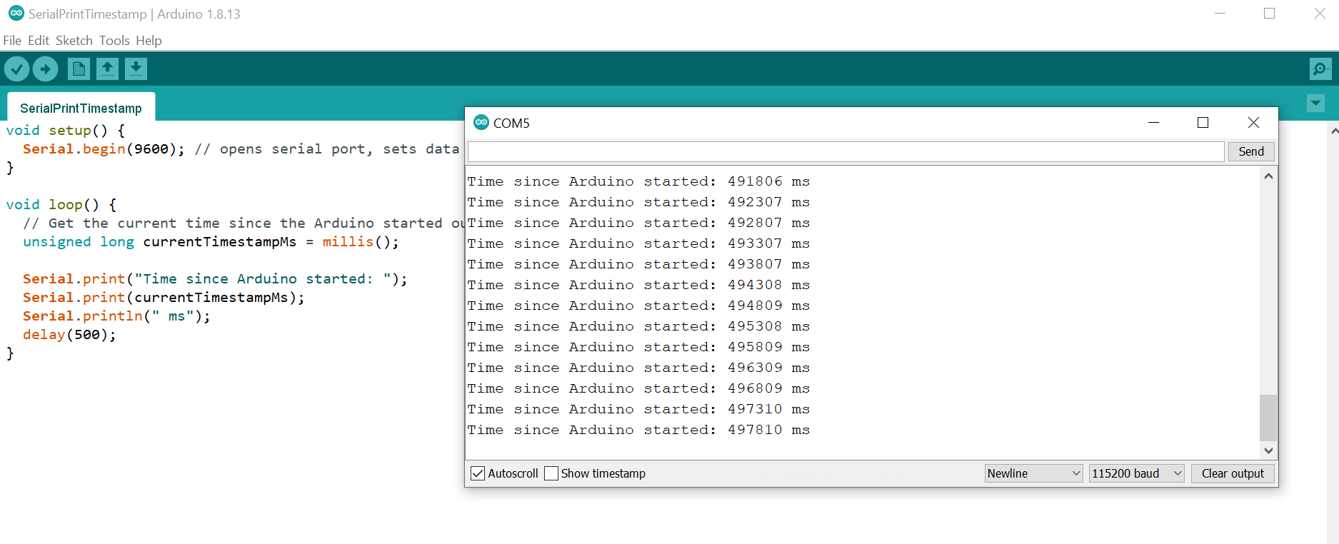 serial print arduino string and variable