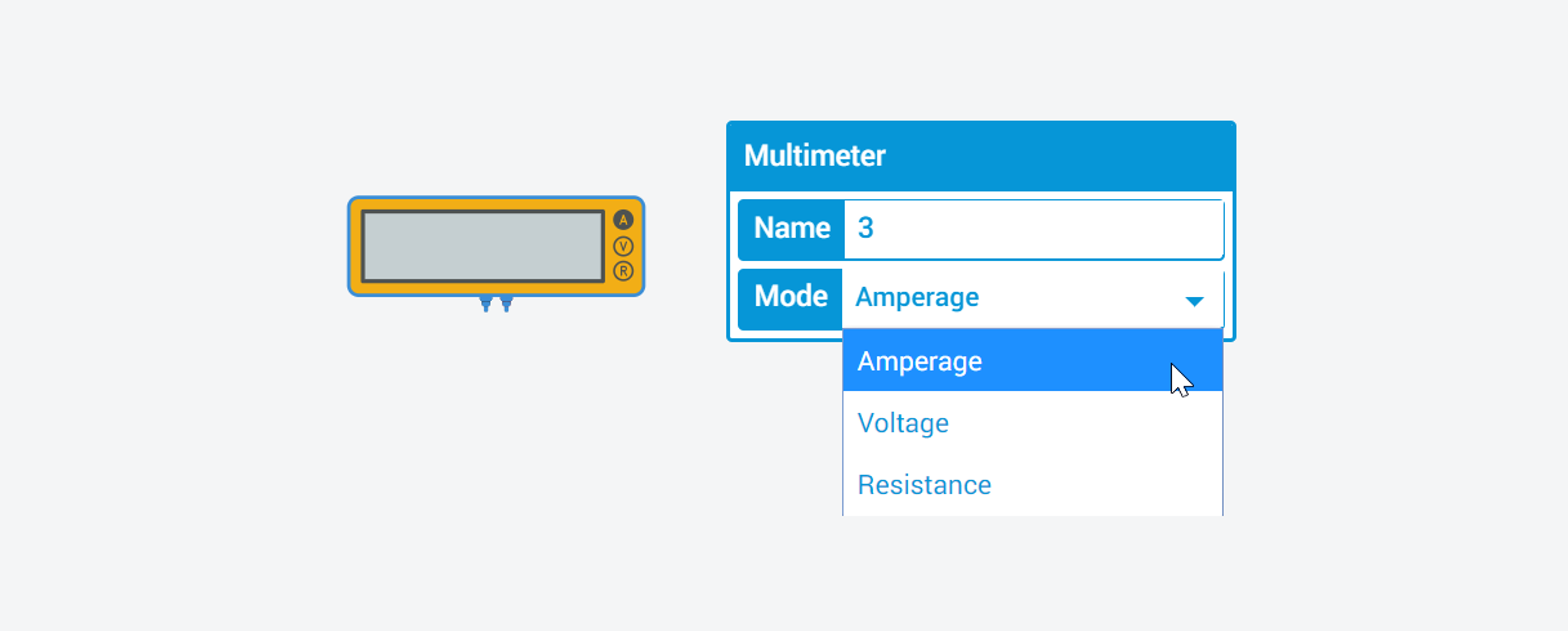 Updated Tinkercad wiring diagram with ammeter