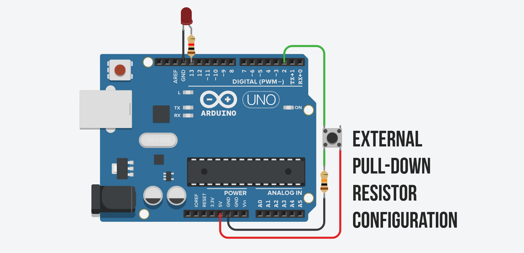 Tinkercad Arduino circuit with pull-down resistor