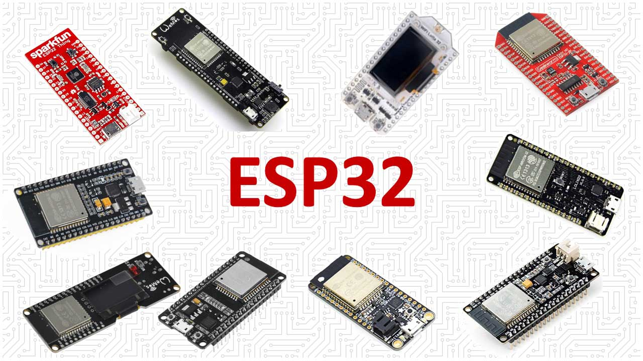 Image of a variety of ESP32 boards