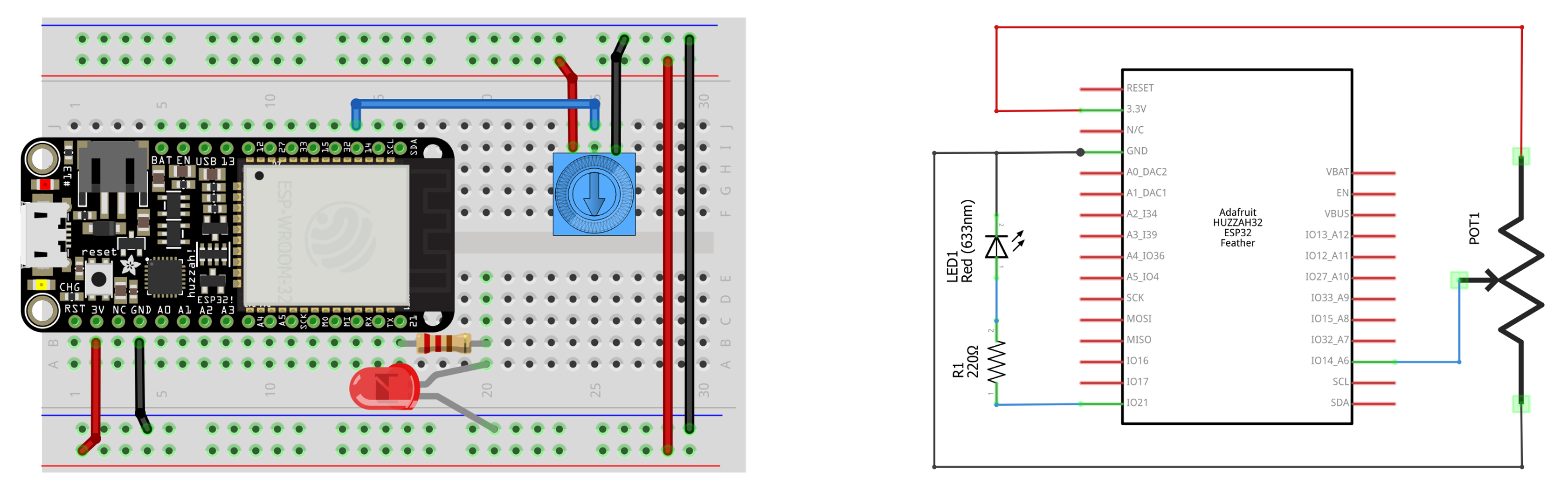 Circuit diagram and schematic for potentiometer-based fader