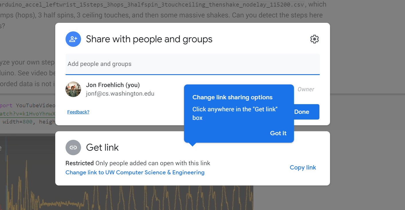 Screenshot of sharing and collaborating in Google Colab