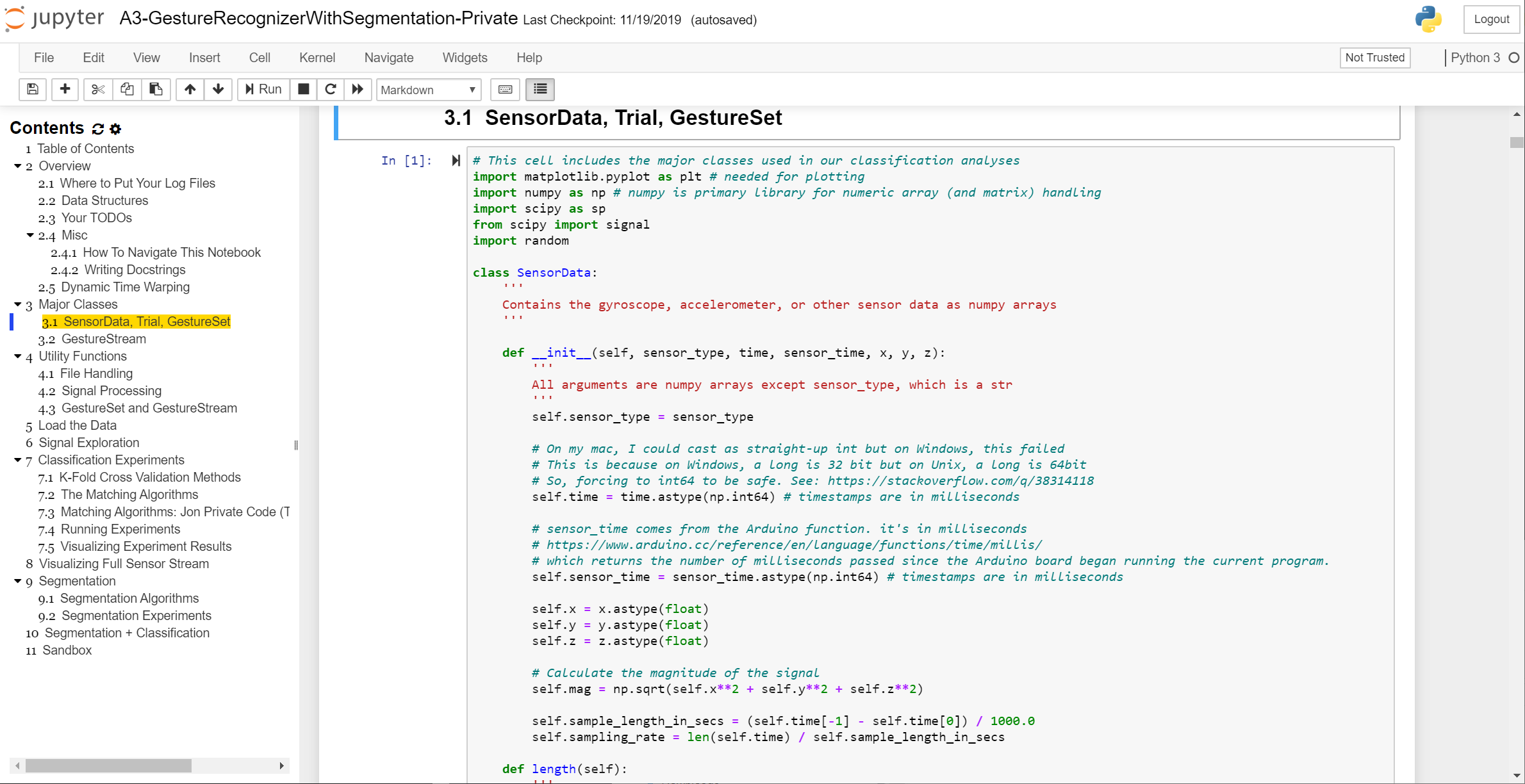 Screenshot of the Jupyter Notebook extension called Table of Contents (2)